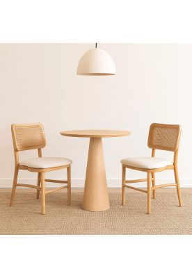 Imagen 2 del producto Pack de 2 Sillas de Estilo Natural con Respaldo Tejido y Asiento Acolchado