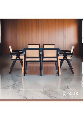 Imagen 2 del producto Comedor Rectangular de 120x80 Negra + 6 Butaca Chandigarh Madera Negra