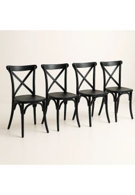 Pack 4 Sillas de Terraza o Comedor Crossback Danubio - Negra