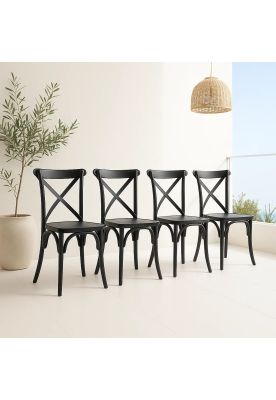 Imagen 2 del producto Pack 4 Sillas de Terraza o Comedor Crossback Danubio - Negra