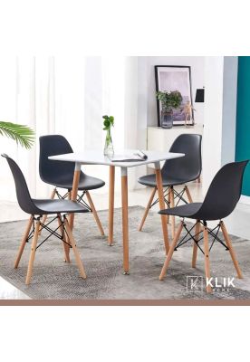 Imagen 2 del producto Comedor Mesa Eames Cuadrada Blanca + 4 Sillas Eames Negras