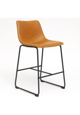 Taburete de bar Burgos de cuero y metal industrial