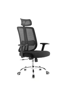 Silla de oficina mesh negra ejecutiva con apoyabrazos y cabeza