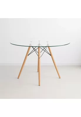 Mesa de Comedor Eames 100cm redonda vidrio