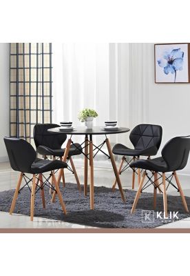 Imagen 2 del producto Comedor Mesa Redonda Negra 80cm + 4 Sillas Radar Negras