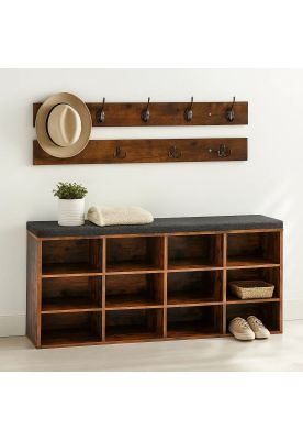 Imagen 2 del producto Banco Organizador con Zapatero y Percheros Rústicos