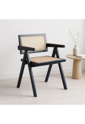 Imagen 2 del producto Silla Sitial Butaca Chandigarh Madera Rattan Negra