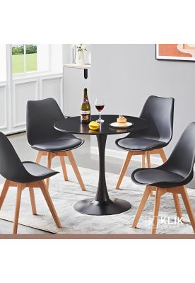 Imagen 2 del producto Comedor Tulip Negro 80cm - 4 Sillas tulip negras