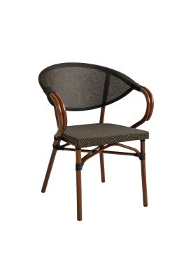 Silla Bistro Parisina Textileno con reposabrazos - Café Oscuro
