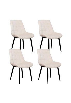 Pack de 4 Sillas de Comedor Macron Acolchada Terciopelo - Beige