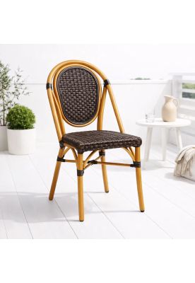 Imagen 2 del producto Silla de Exterior Estilo Francés con Marco Dorado y Ratán Oscuro