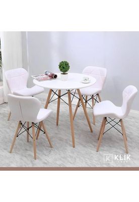 Imagen 2 del producto Comedor Mesa Redonda Blanca 80cm + 4 Sillas Radar Blancas
