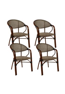 Pack de 4 Sillas Bistro Parisina Textileno con reposabrazos - Beige
