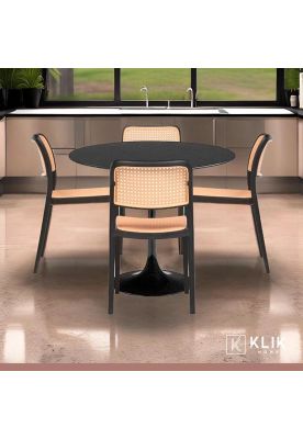 Imagen 2 del producto Comedor Mesa Tulip Negra + 4 Sillas Comedor Enrejada Negra