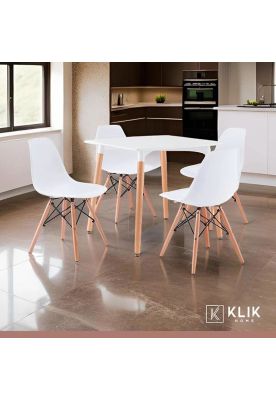 Imagen 2 del producto Comedor Mesa Eames Cuadrada Blanca + 4 Sillas Eames Blancas