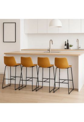 Imagen 2 del producto Pack de 4 Taburetes de Bar Burgos de Cuero y Metal Industrial