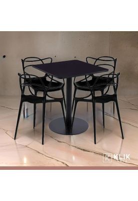 Imagen 2 del producto Mesa restaurant 70x70 Tubo Metal cubierta MDF + 4 Sillas Master Negras