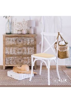 Imagen 2 del producto Pack de 4 Sillas Crossback Madera Rattan - Blancas