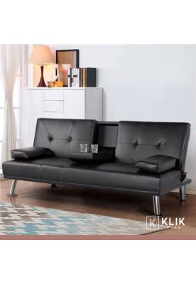 Imagen 2 del producto Sofá Cama Apoyabrazos - Ecocuero negro