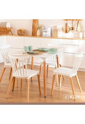 Imagen 2 del producto Comedor Mesa Eames Cuadrada Blanca + 4 Sillas Windsor Blanca