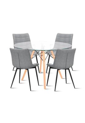 Imagen 1 del producto Comedor Mesa Eames 80cm redonda vidrio + 4 Silla Macron Terc