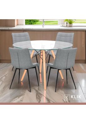 Imagen 2 del producto Comedor Mesa Eames 80cm redonda vidrio + 4 Silla Macron Terc