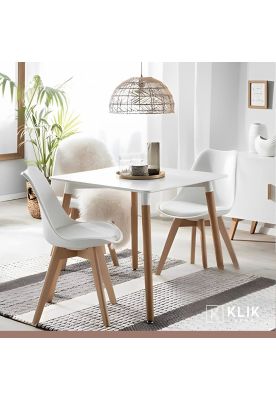 Imagen 2 del producto Comedor Mesa Cuadrada Blanca + 4 Sillas Tulip Acolchadas Bla