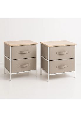 Pack de 2 Veladores con Cajones de Tela - Gris