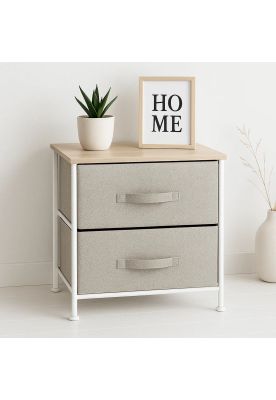 Imagen 2 del producto Pack de 2 Veladores con Cajones de Tela - Gris