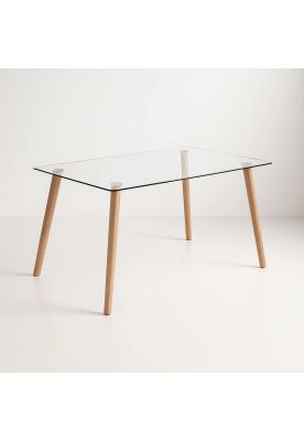 Mesa de Comedor Vidrio Rectangular Nórdica 140x90 cm
