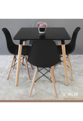 Imagen 2 del producto Comedor Mesa Eames Cuadrada Negra + 4 Sillas Eames Negras