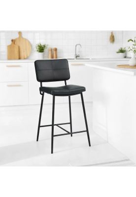 Imagen 2 del producto Taburete Alto Bronx Negro con Patas Metálicas Negras