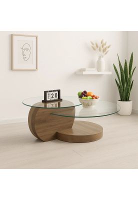 Imagen 2 del producto Mesa de Centro DuoGlass con Bases de Madera y Superficie de Vidrio