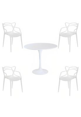 Imagen 1 del producto Comedor Mesa Tulip Blanca 80cm - 4 Sillas Master blancas