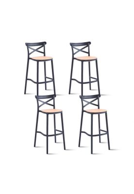 Pack de 4 Taburetes Crossback Danubio - Negros