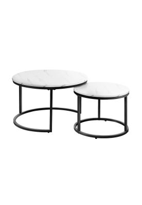 Imagen 1 del producto Juego de mesas de centro anidadas - Diseño de marmol con base negra