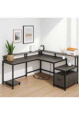 Imagen 2 del producto Escritorio Nova X en L modular - Gris Negro