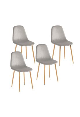 Pack de 4 Sillas Spoon Terciopelo - Gris
