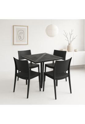 Imagen 2 del producto Mesa restaurant 80x80 Polipropileno + 4 Sillas de Restaurante - Negra
