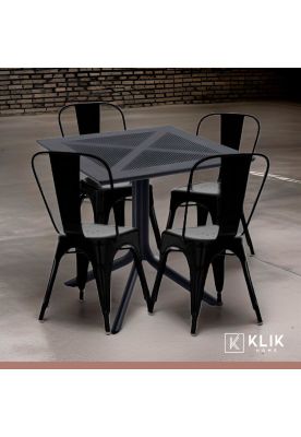 Imagen 2 del producto Mesa restaurant 80x80 Polipropileno + 4 Sillas Tolix - Negra