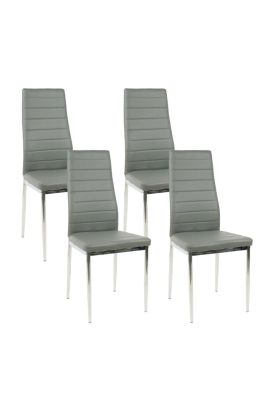 Pack de 4 Sillas Dining Liana con patas cromadas - Gris