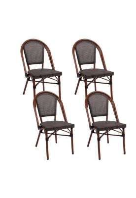 Pack de 4 Sillas Bistro Parisina Textileno - Café Oscuro