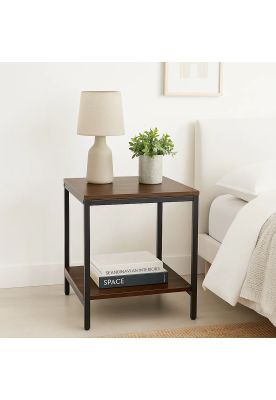 Imagen 2 del producto Velador Mesa Auxiliar Lateral de 2 Niveles 40x50 - Madera Oscura Walnut