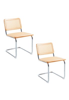 Pack de 2 Sillas Breuer Madera y Rattan - Madera