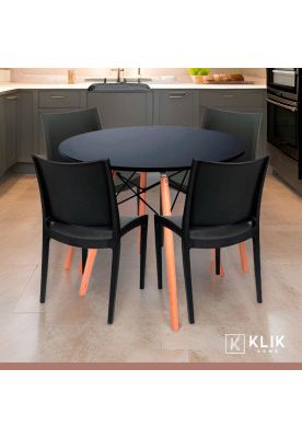 Imagen 2 del producto Comedor Eames 100cm redonda Negra + 4 Sillas tipo Restaurante