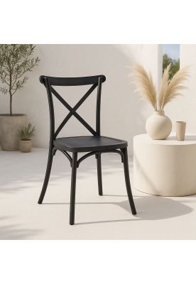 Imagen 2 del producto Silla Crossback Danubio de Terraza Exterior o Comedor - Negra