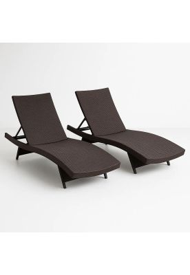 Pack de 2 Reposeras Moderna para Terraza o Piscina en Ratán