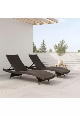 Imagen 2 del producto Pack de 2 Reposeras Moderna para Terraza o Piscina en Ratán