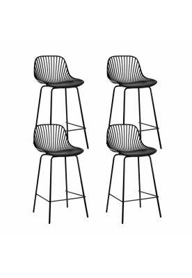 Pack de 4 Taburetes Piso Bar Tropea Alto - Negro