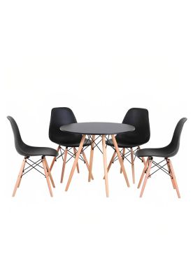 Imagen 1 del producto Comedor Mesa Eames Redonda Negra 80cm + 4 Sillas Eames Negra
